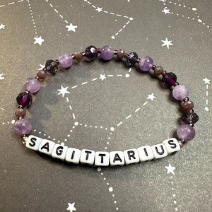Sagittarius Bracelet Astrology Astrological Jewelry Glass Beaded Stretch Word